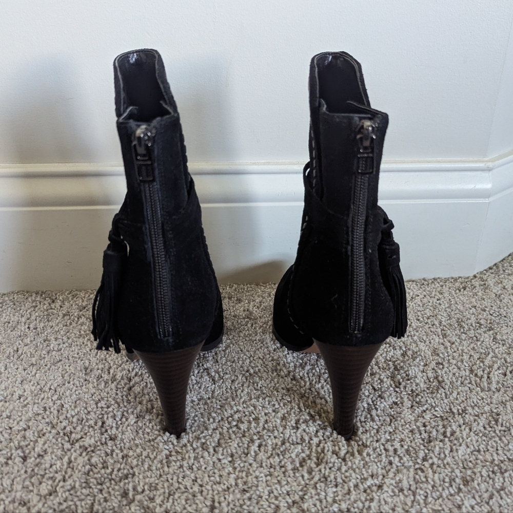 Coach Jessie Suede Silky Nappa Black Tassel Heeled Boots sz 7 - Picture 5 of 10